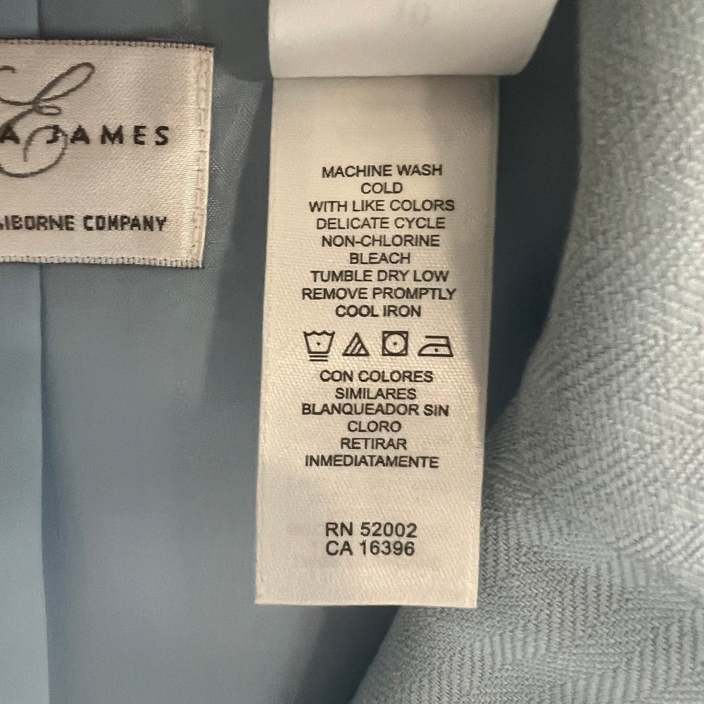 Emma James Liz Claiborne Light Blue Linen Blend Herringbone Blazer Jacket Sz 10 - Picture 7 of 14